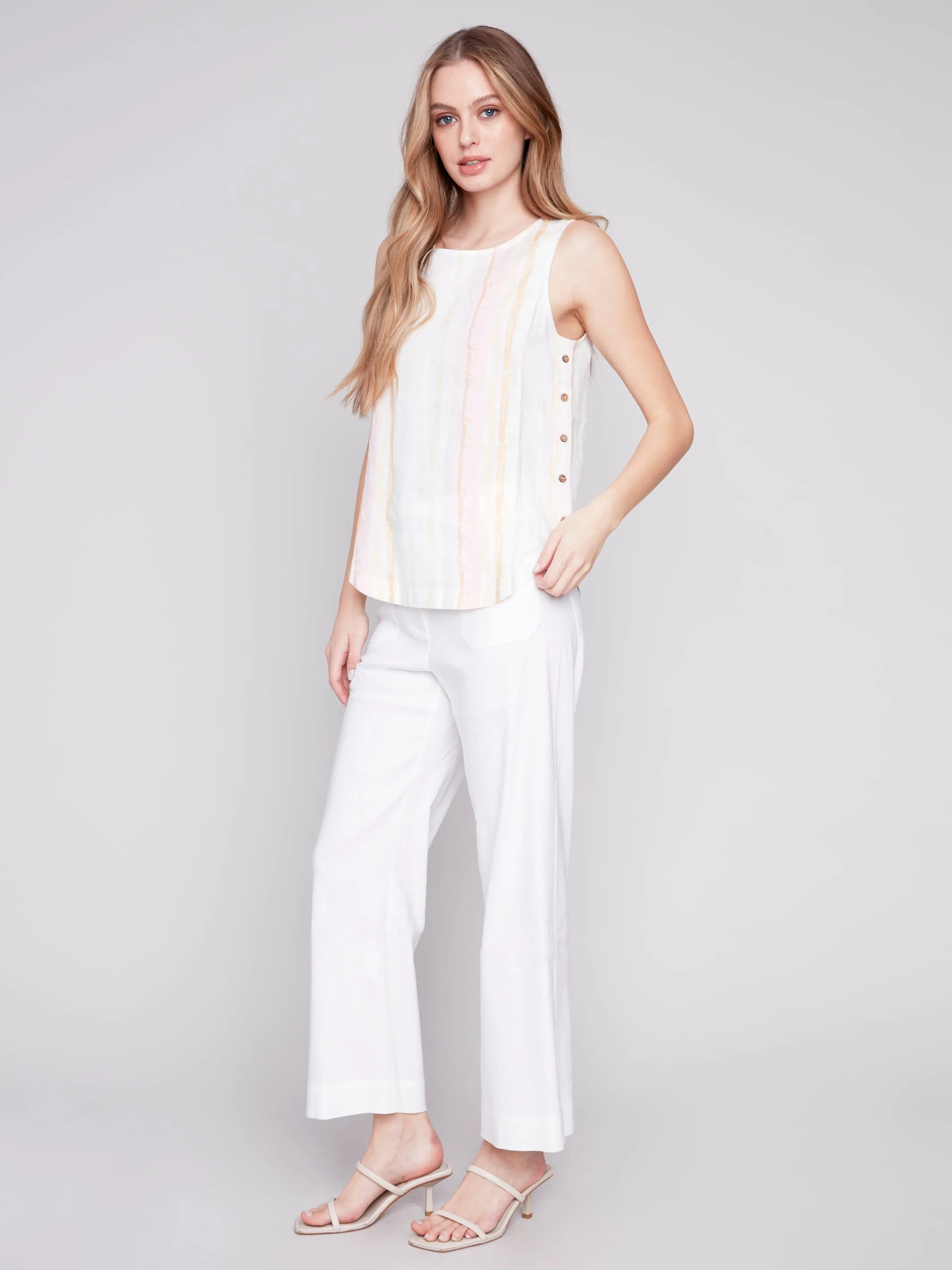 Linen Top with Side Buttons