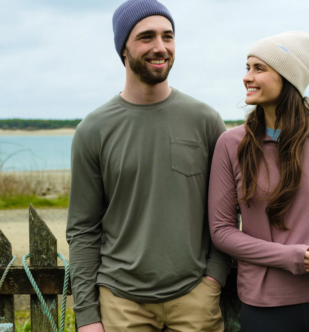 Men's Bamboo Flex Long Sleeve Pocket Tee - Black Sand