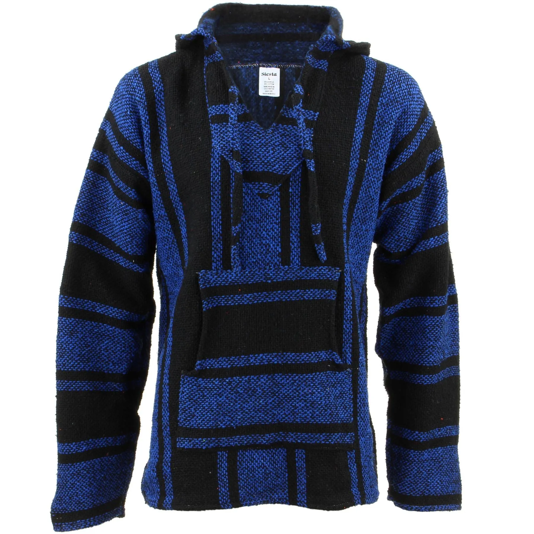 Mexican Baja Jerga Hoody - Blue & Black