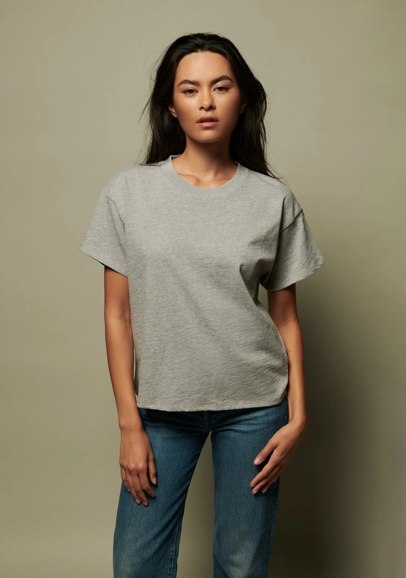 Nation LTD - Jessa Boxy Crop in Heather Grey