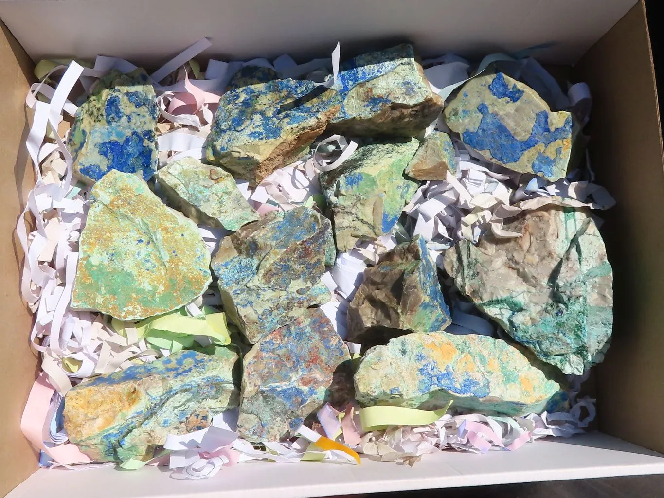 Natural Azurite & Malachite On Dolomite Specimens  x 15 From Kaokoveld, Namibia