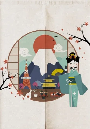 Nature Scene Japanese Door Curtains