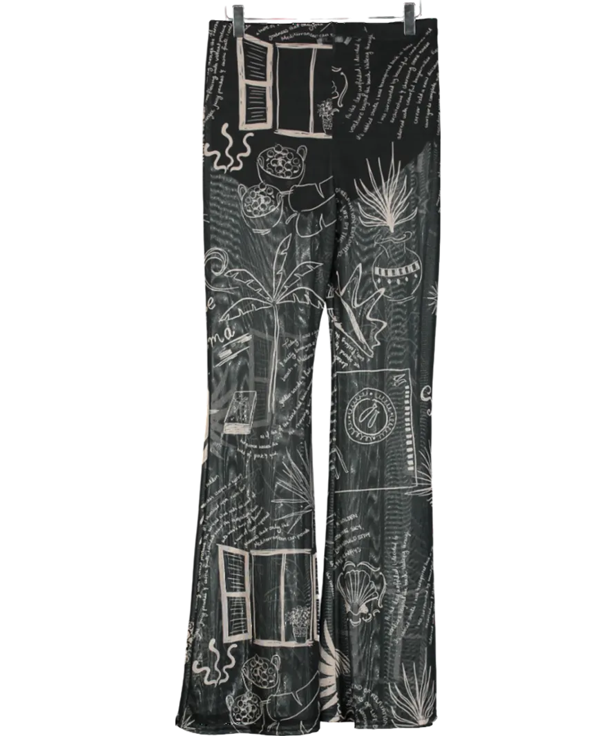 Never Fully Dressed Black Mono Palma Mesh Trousers UK 10