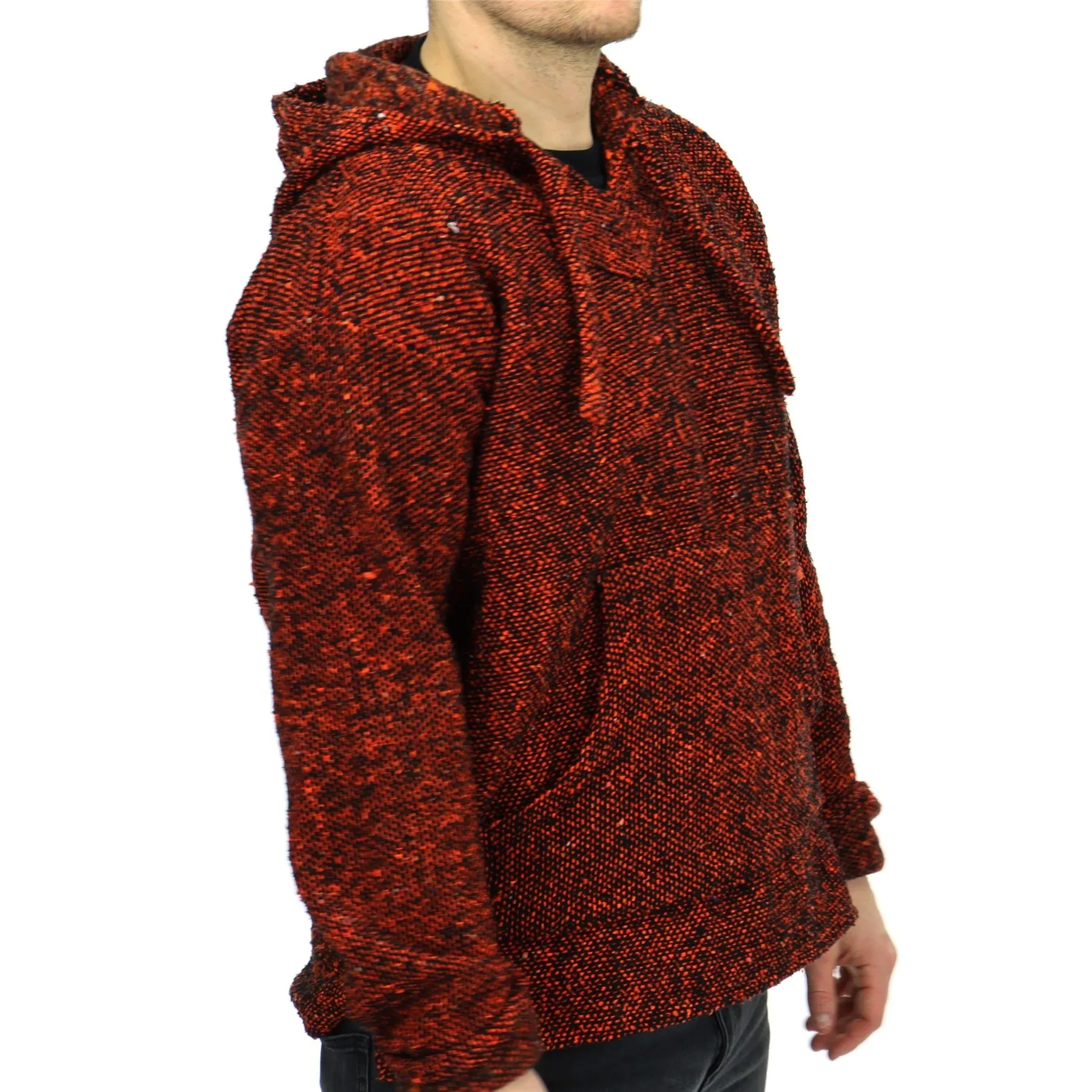 Recycled Mexican Baja Jerga Hoody - Orange Fleck