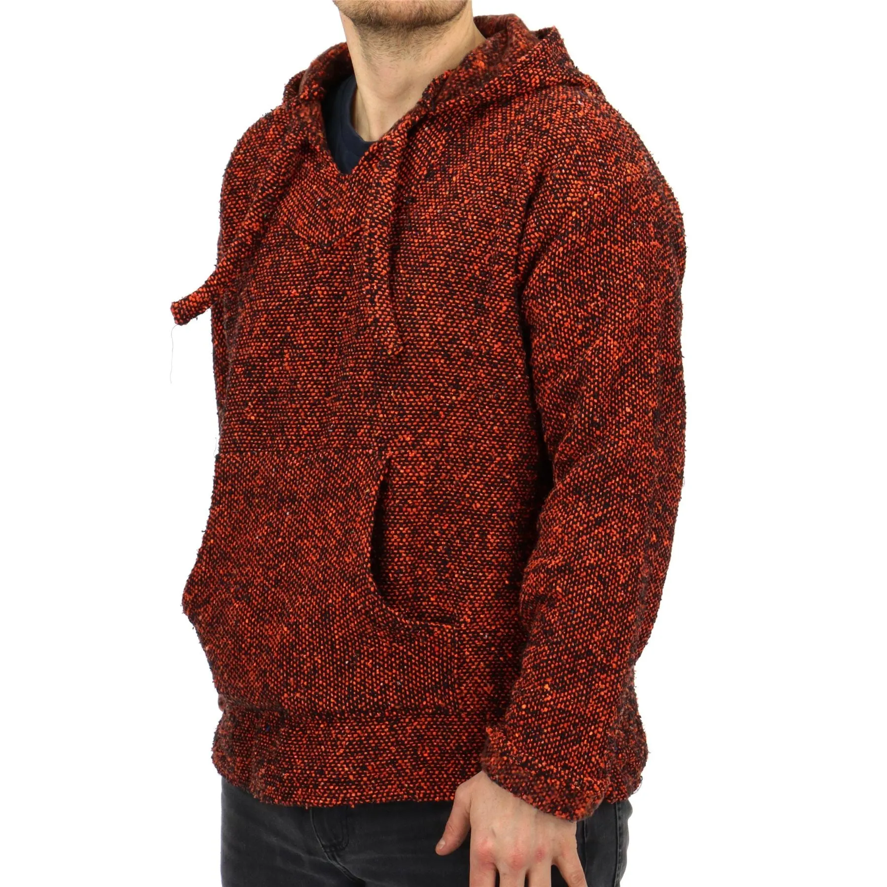 Recycled Mexican Baja Jerga Hoody - Orange Fleck