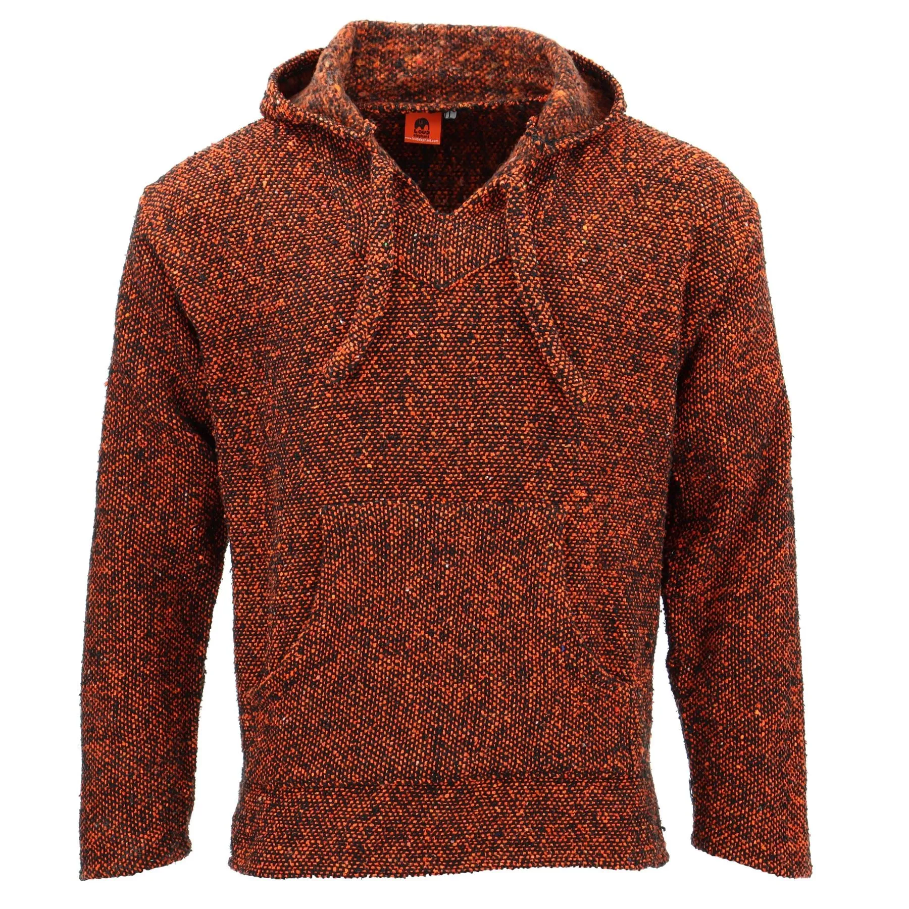 Recycled Mexican Baja Jerga Hoody - Orange Fleck