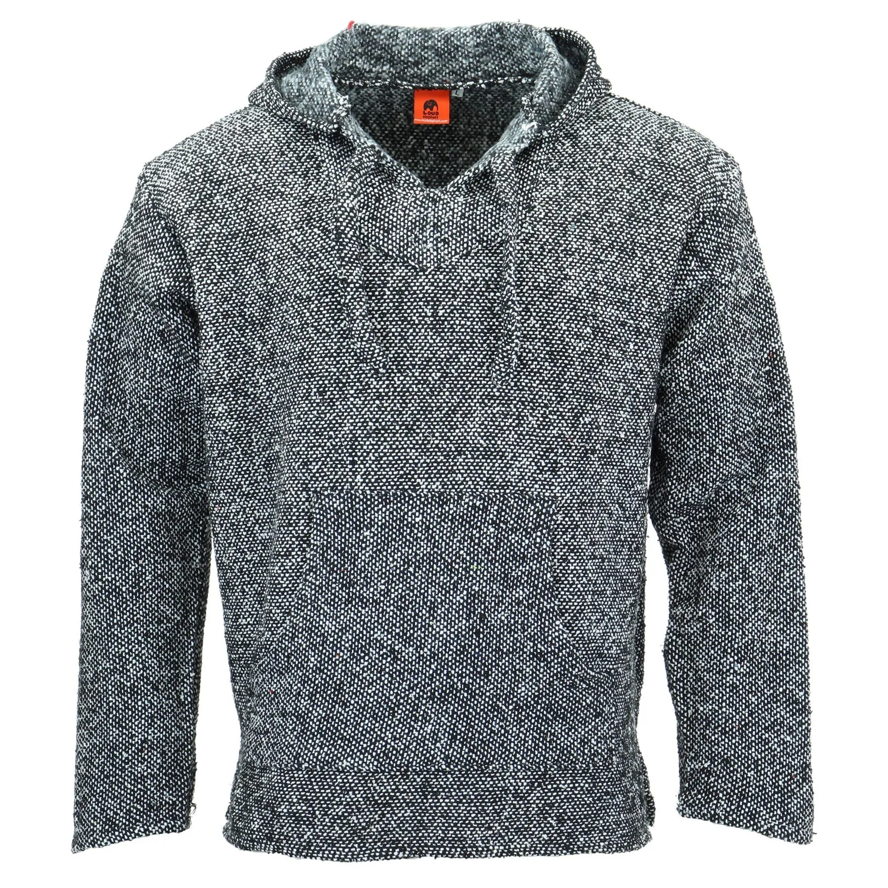 Recycled Mexican Baja Jerga Hoody - White Fleck