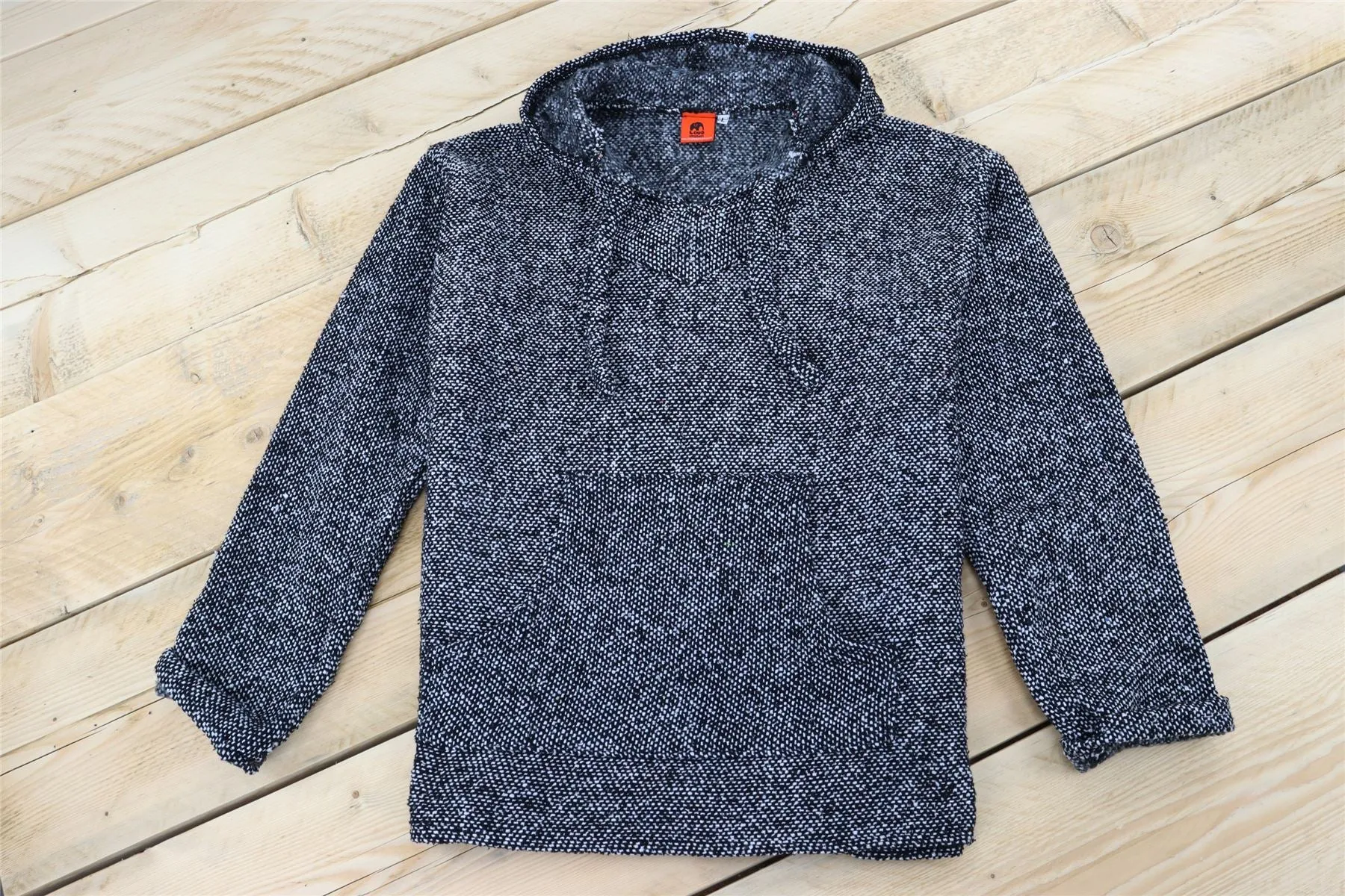 Recycled Mexican Baja Jerga Hoody - White Fleck