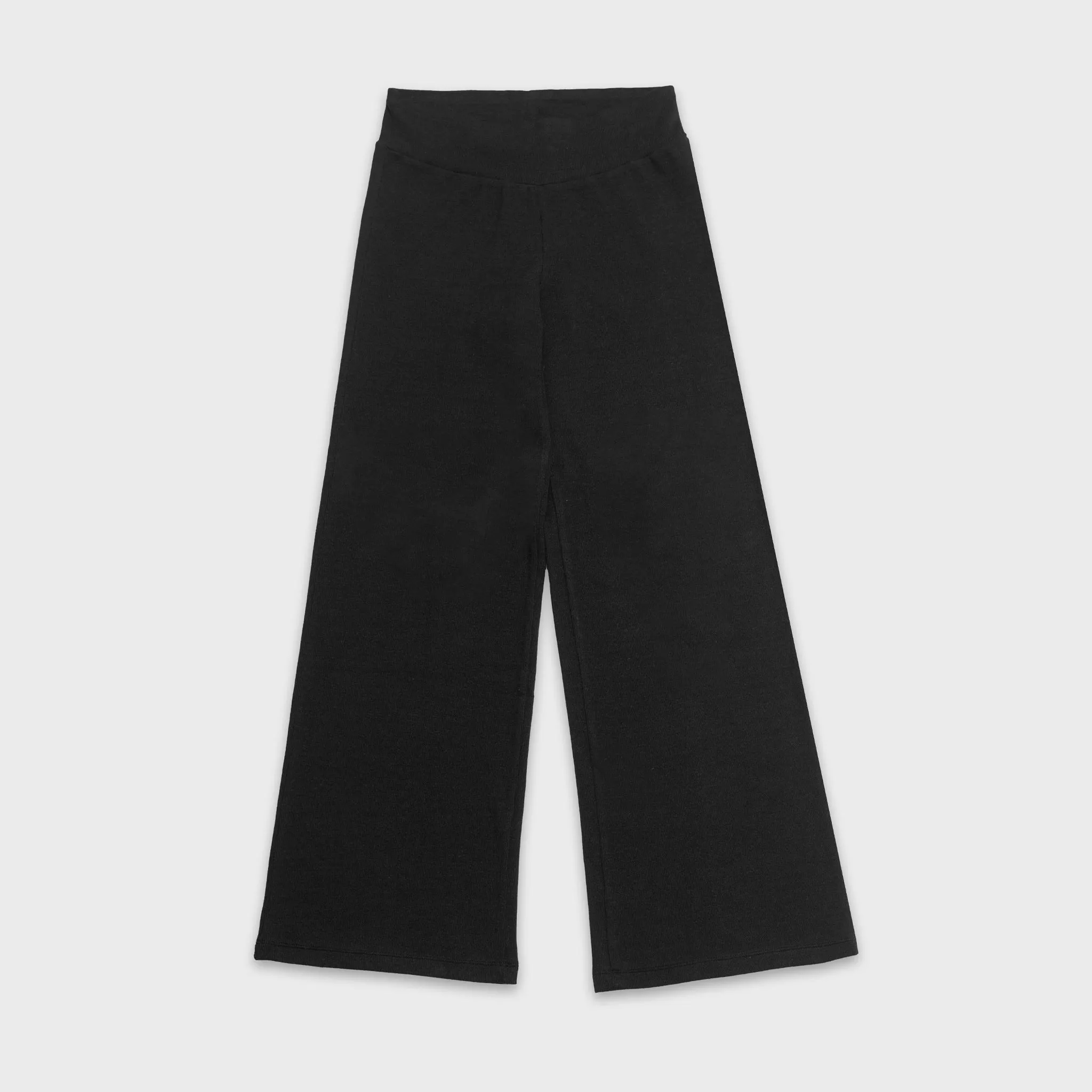 Ribbed Open Hem Trousers | Black