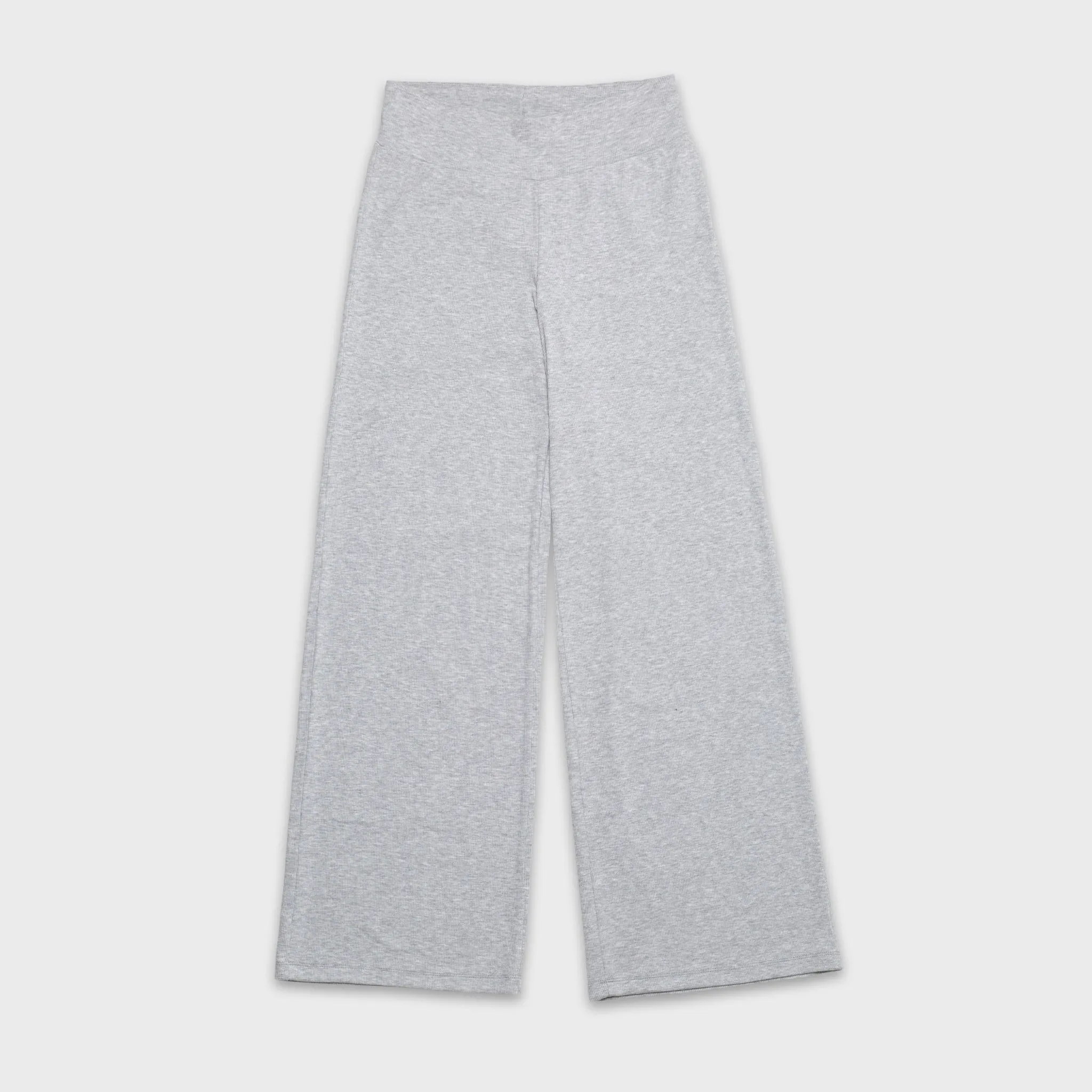 Ribbed Open Hem Trousers | Grey Marl