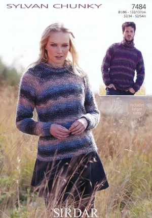 Roll Neck and Cowl Neck Sweaters in Sirdar Sylvan Chunky (7484)