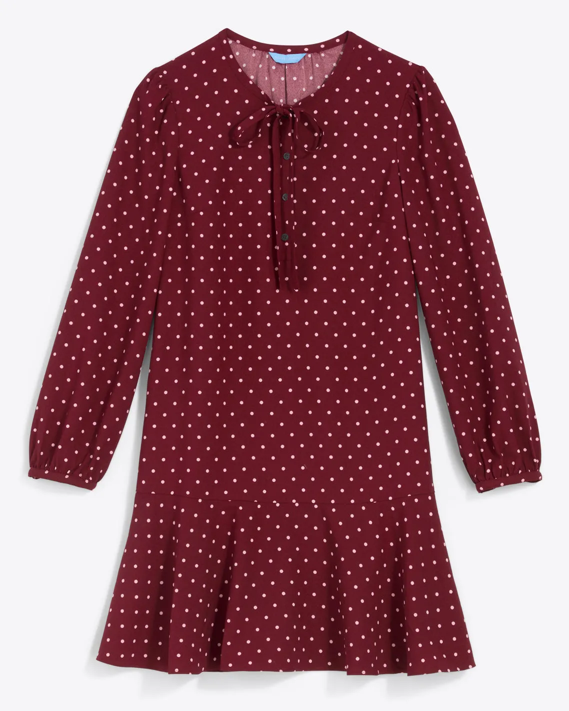Rosanne Shift Dress in Merlot Polka Dot