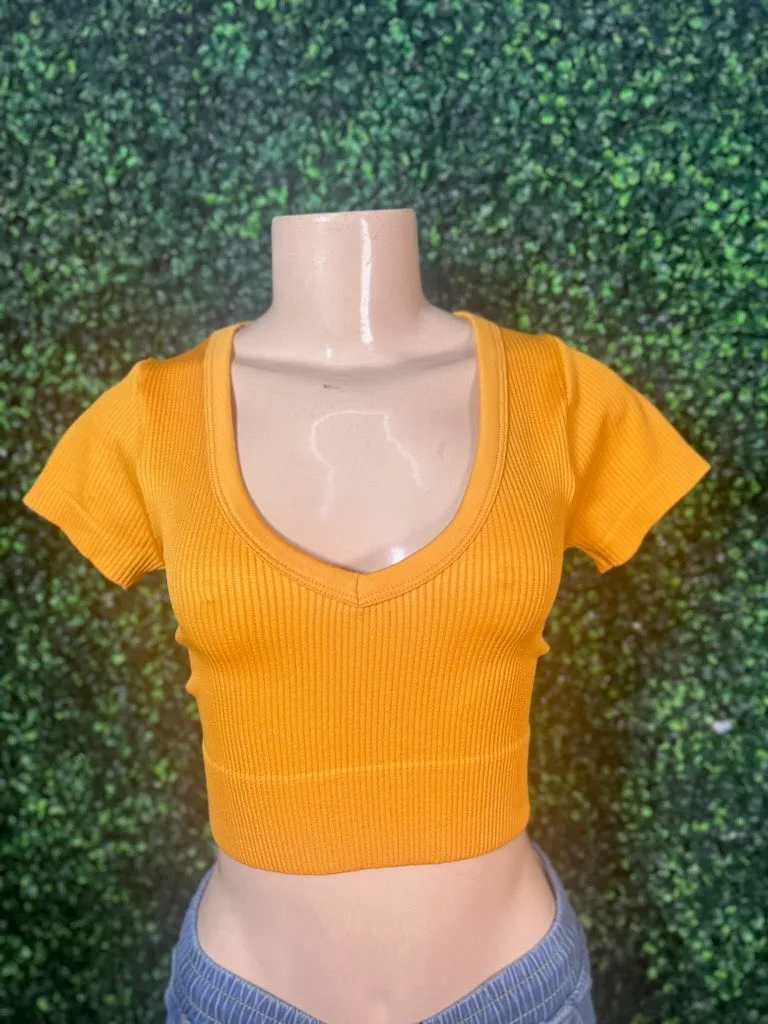 Seamless Wide Deep v Neck Top