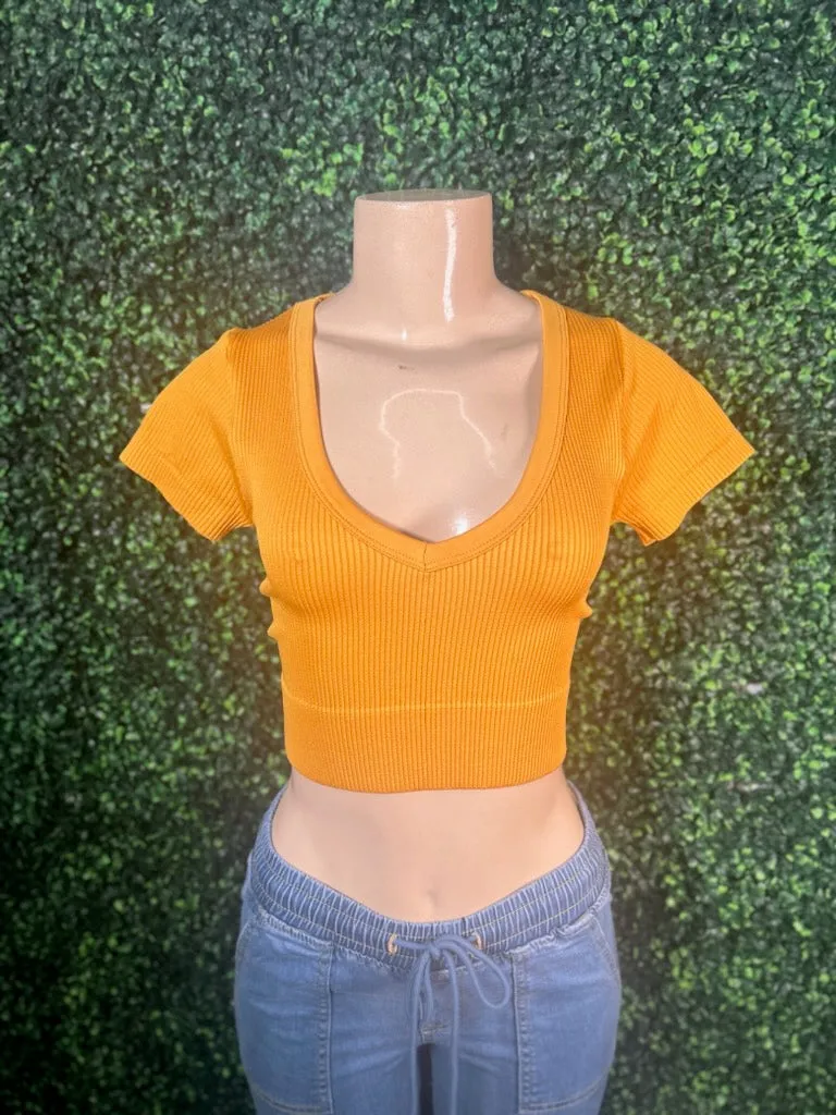 Seamless Wide Deep v Neck Top