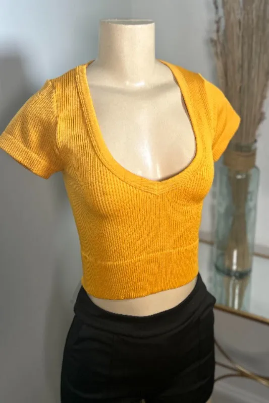 Seamless Wide Deep v Neck Top
