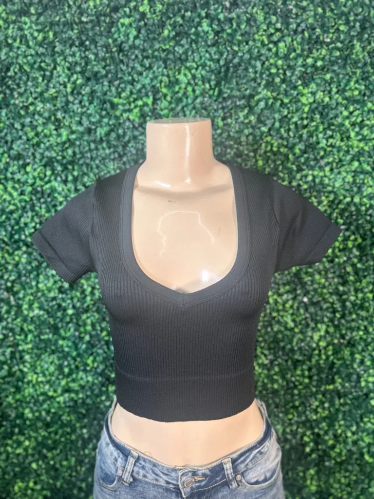 Seamless Wide Deep v Neck Top