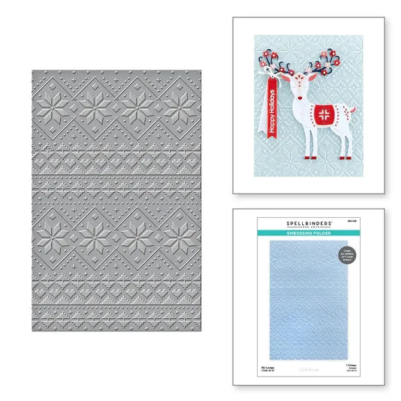 Spellbinders-Embossing Folder- SKI LODGE EMBOSSING FOLDER FROM THE WINTER TALES COLLECTION BY ZSOKA MARKO