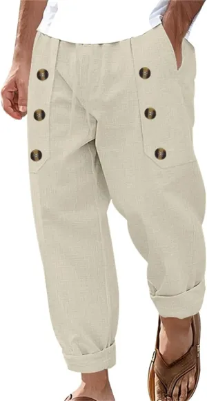 Sweatpants for Men Lounge Cargo Sports Tapered Solid Color Split Ripstop Fitted Elasticated Waist Joggers