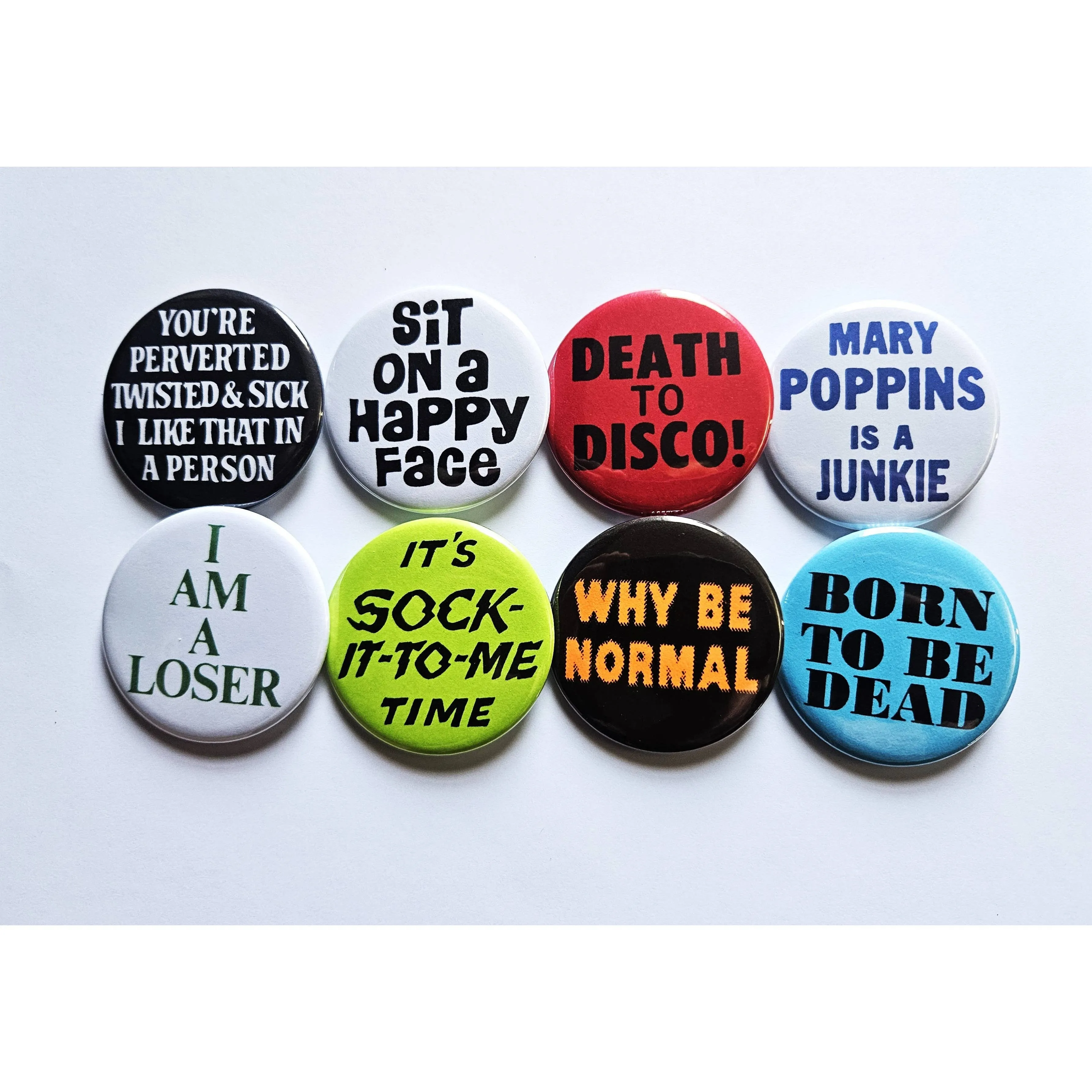 Vintage Reproduction You're Perverted Twisted and Sick Small Pinback Button | 1.25" Diameter '60 '70s '80s Retro Pin