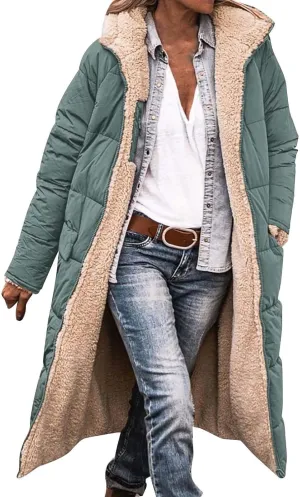 Womens Parka and Long Winter Jackets Double Faced Long Sleeve Hooded Down Jacket Womens Winter Jacket Women'S Winter