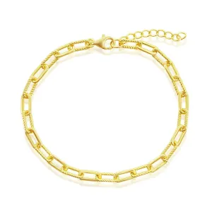 YGP Sterling Polished & Rope Design Paperclip Bracelet